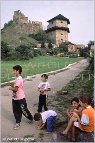 Gypsy children near castle, Slovakia