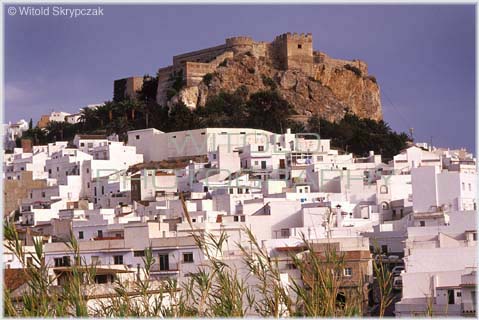 Moorish castle over town of Almunecar, Spain