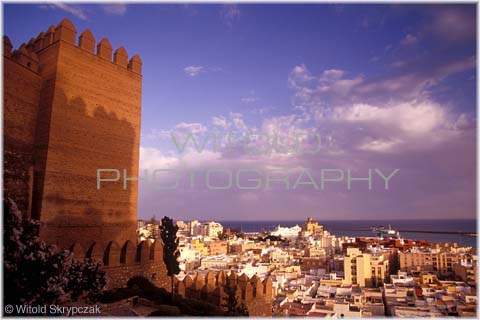 View of the city of Almeria and port from Alcazaba, Spain